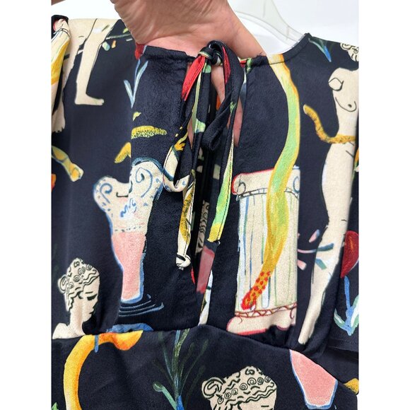 NWT Lisa Says Gah Penelope Museo Nero Print Midi Dress Black Statue Vase S - Picture 6 of 15